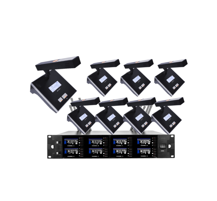 无线桌面鹅颈麦（方杆）一拖八 WPV-A1374-8